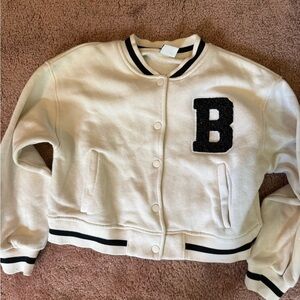 Zara Kids White and Black Varsity Jacket